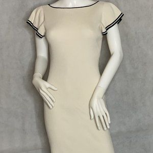 Cream Short Sleeve Ribbed Dress